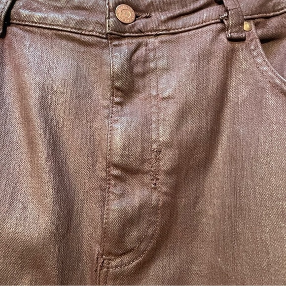 NWT Anthropology Burgundy Madi Front Slit Coated Denim Skirt Size 14 - Picture 9 of 14